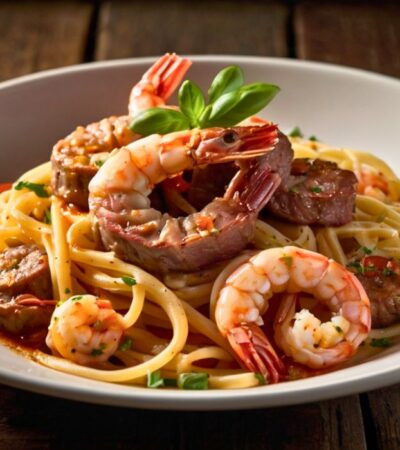 Calabrian Steak and Shrimp Bucatini Recipe