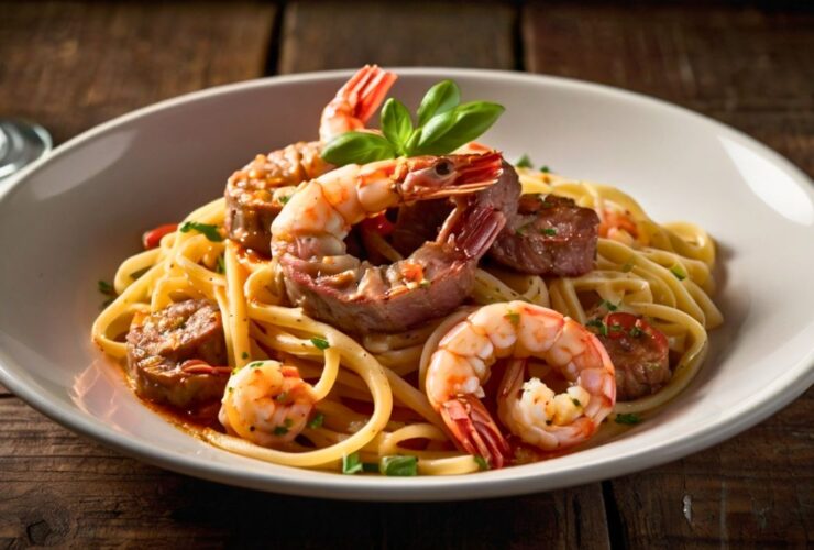 Calabrian Steak and Shrimp Bucatini Recipe